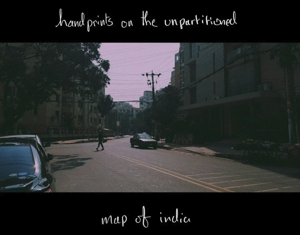 handprints on the unpartitioned map of india