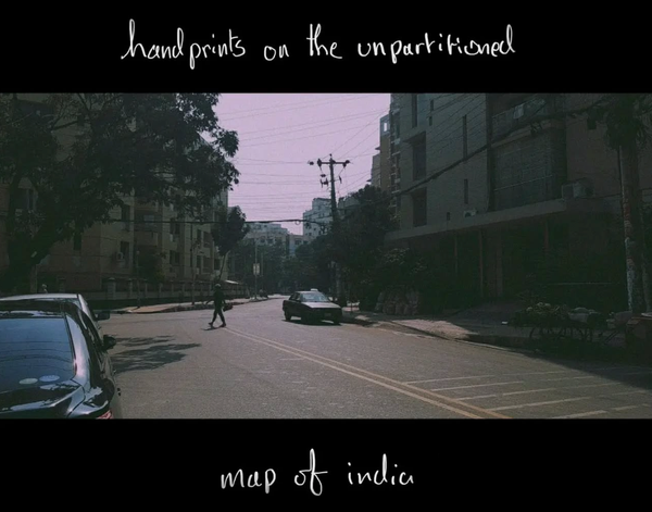 handprints on the unpartitioned map of india